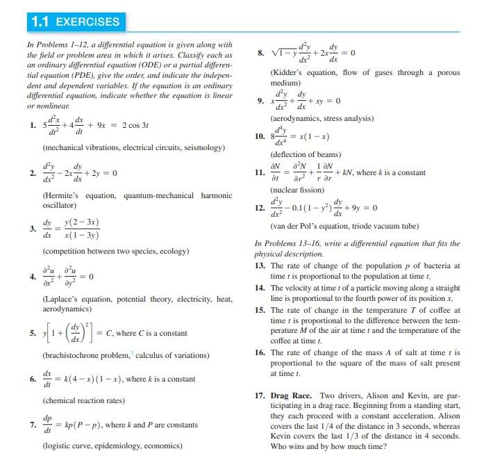 Solved 1.1 EXERCISES In Problems 1-12, a differential | Chegg.com