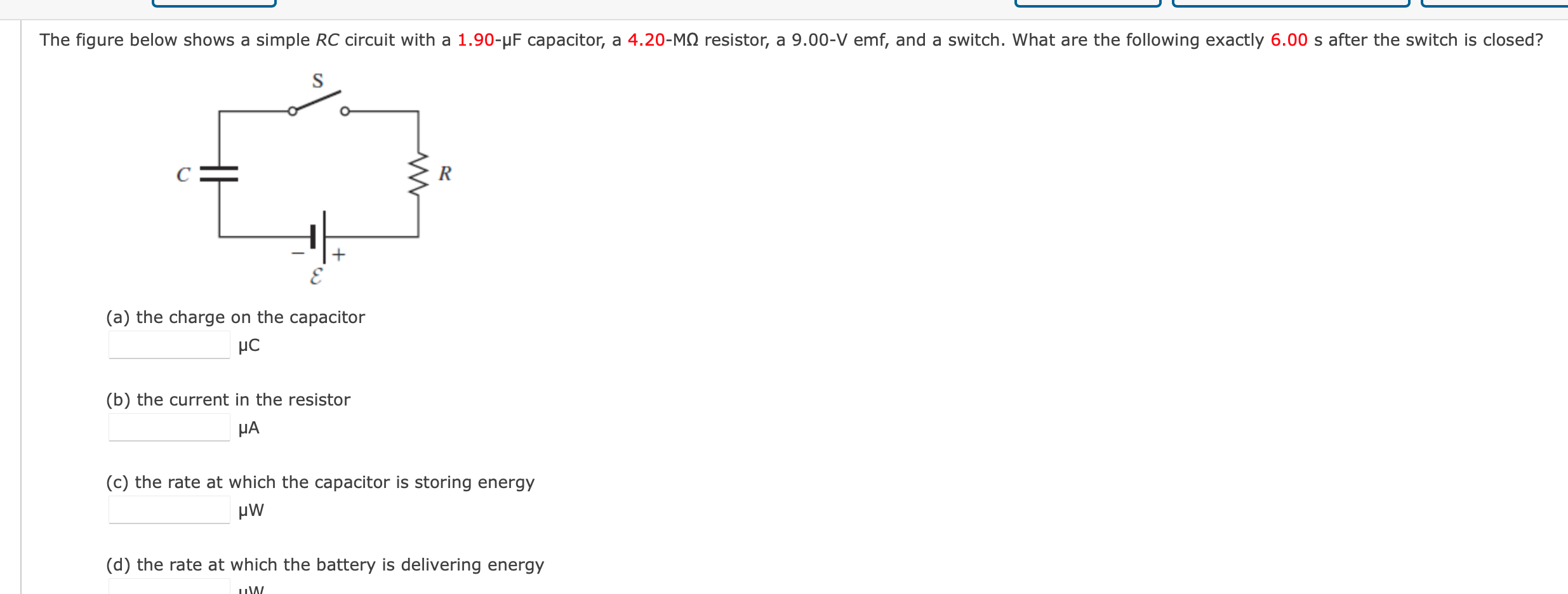 Solved The figure below shows a simple RC circuit with a | Chegg.com