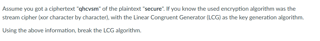 Solved Assume you got a ciphertext 