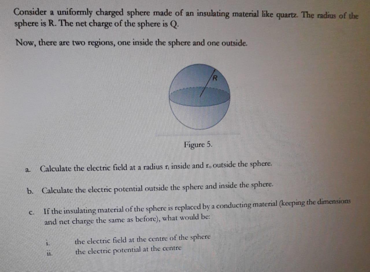Solved Consider a uniformly charged sphere made of an | Chegg.com