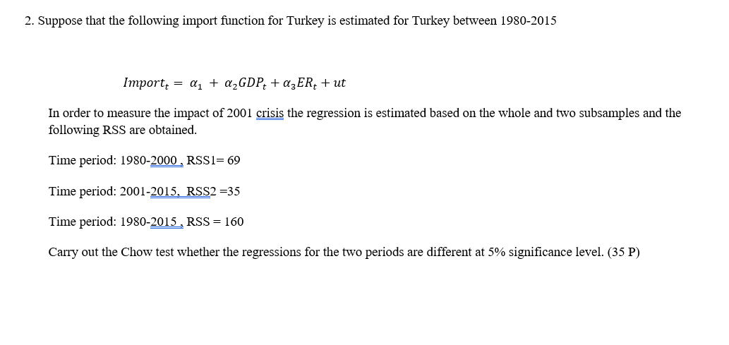 Solved 1. Suppose That You Have The Following Model And Data | Chegg.com