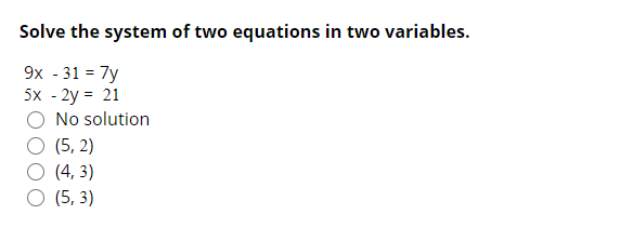 Solved Solve the system of two equations in two variables. | Chegg.com