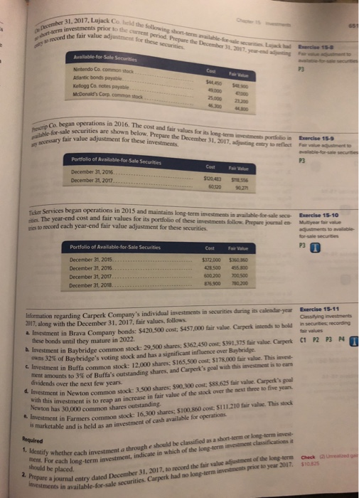 Solved 650 Chapter 15 Investments Accounting for short-term | Chegg.com