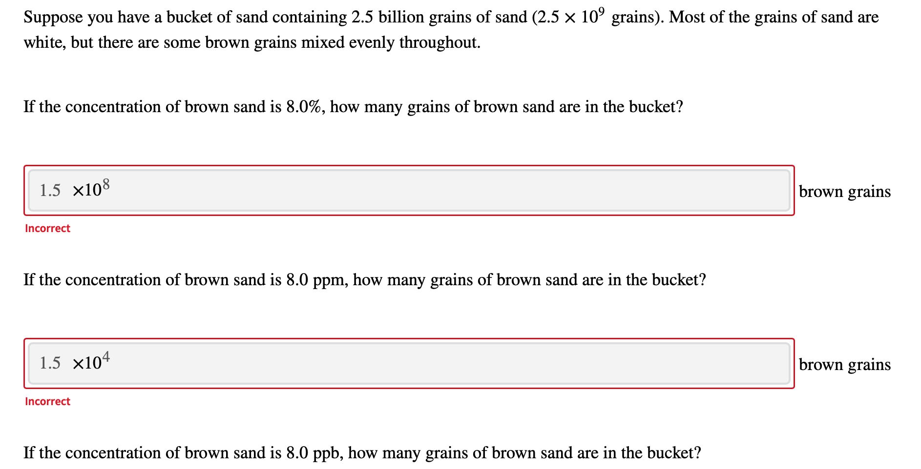 Solved Suppose you have a bucket of sand containing 2.5