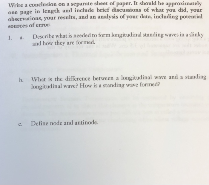 Solved Write a conclusion on a separate sheet of paper. It | Chegg.com