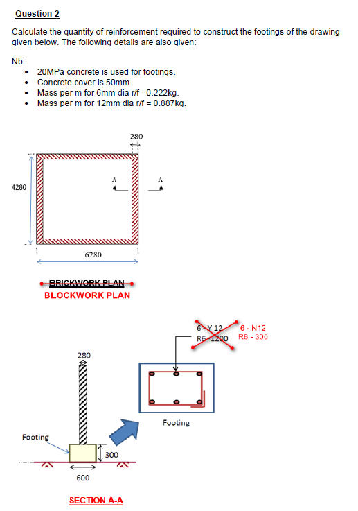 Solved Question 2 Calculate the quantity of reinforcement