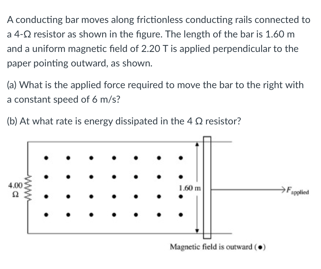Solved A conducting bar moves along frictionless conducting