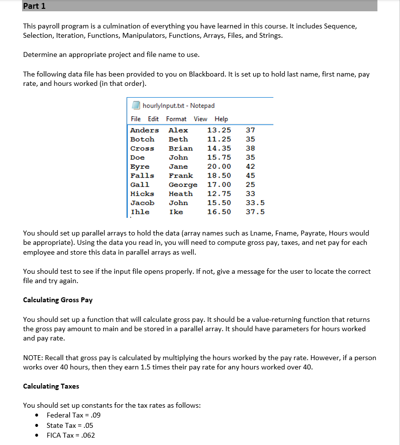 Solved Part 1 This payroll program is a culmination of | Chegg.com
