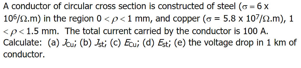 Solved A conductor of circular cross section is constructed | Chegg.com