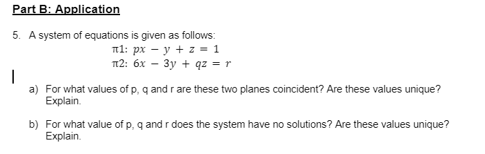 Solved Part B: Application 5. A system of equations is given | Chegg.com