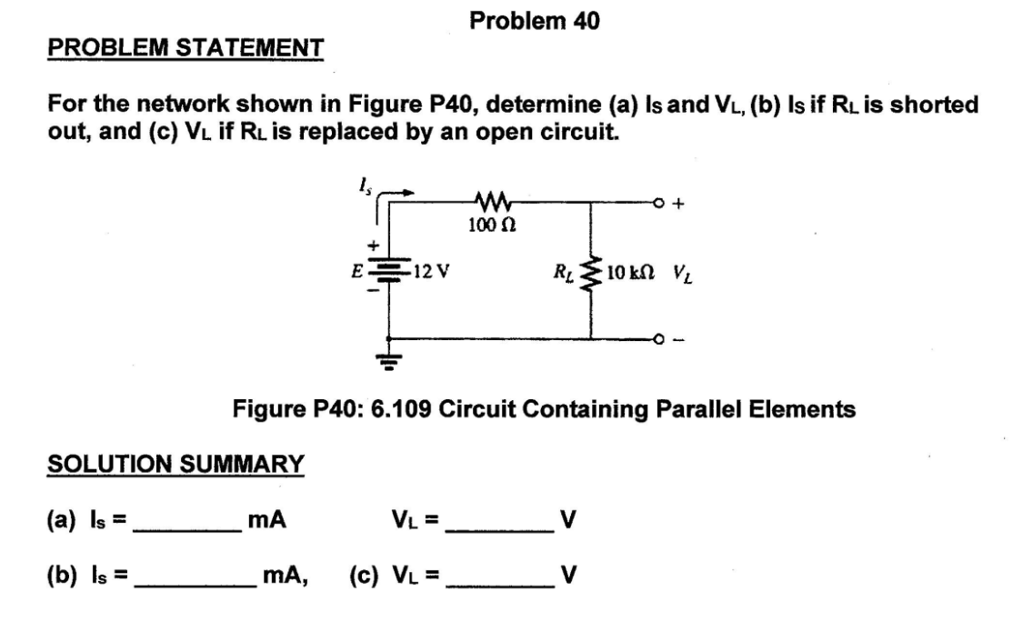 Solved Problem 40 PROBLEM STATEMENT For The Network Shown In | Chegg.com