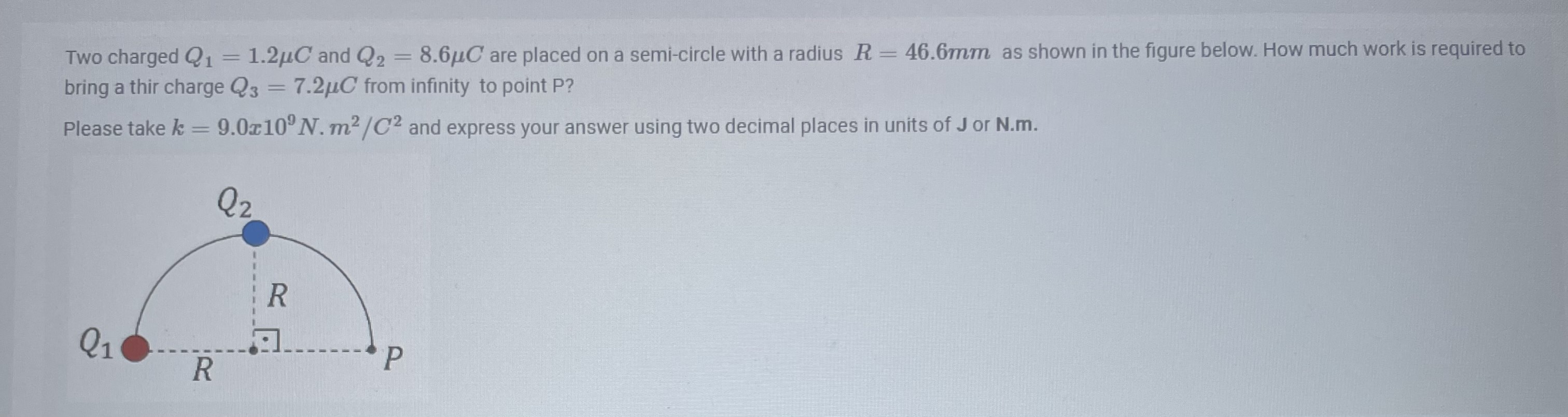 Solved Two charged Q1=1.2μC and Q2=8.6μC are placed on a | Chegg.com