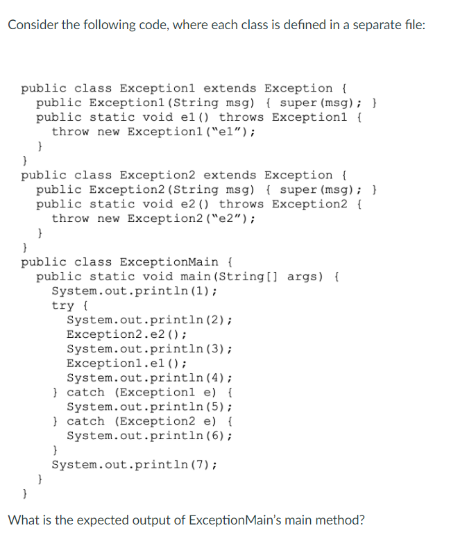Solved Consider the following code, where each class is | Chegg.com