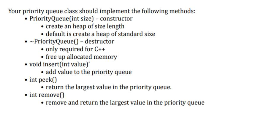 Solved For this problem, you are to create a max-heap class | Chegg.com