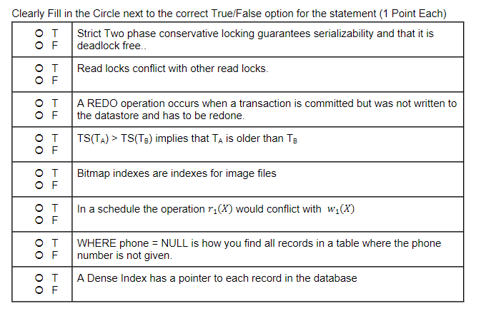 Solved Clearly Fill in the Circle next to the correct | Chegg.com