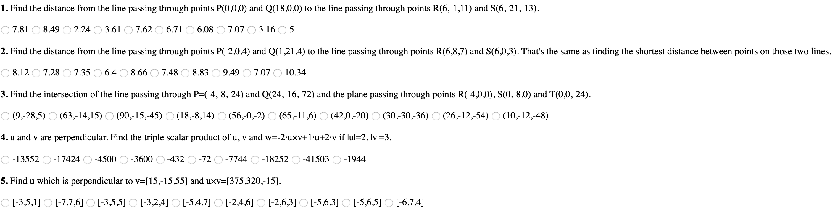 Solved 1 Find The Distance From The Line Passing Through Chegg Com