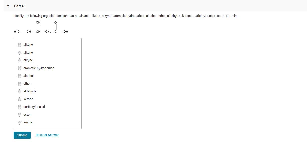 Solved Part A Identify the following organic compound as an | Chegg.com