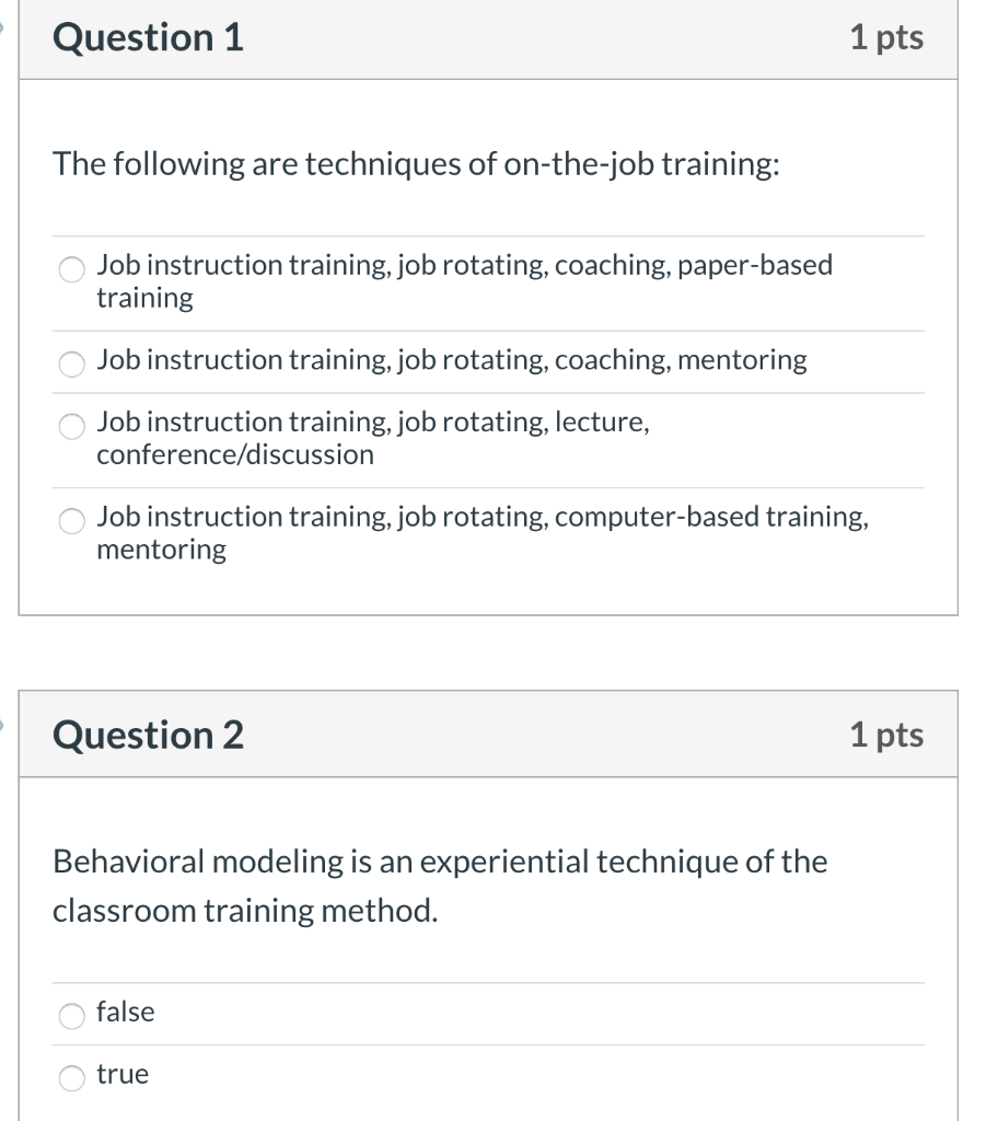Training Methods: Coaching, Job rotations & Instructions, Conferences