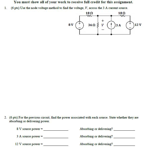 Solved You must show all of your work to receive full credit | Chegg.com