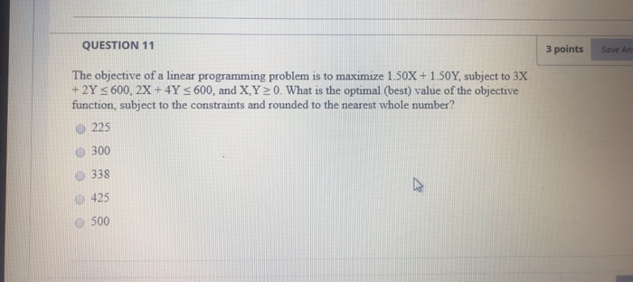 Solved QUESTION 11 3 points Save An The objective of a | Chegg.com