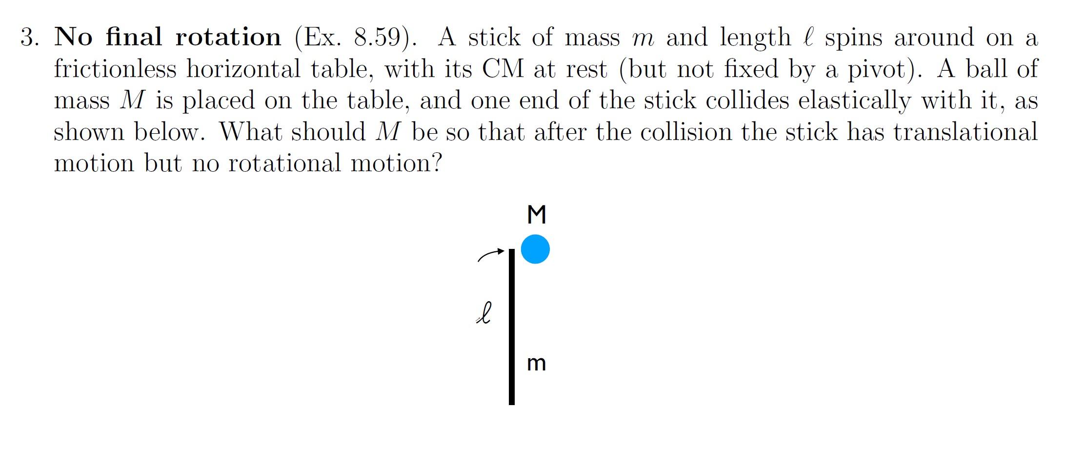 Solved 3. No final rotation (Ex. 8.59). A stick of mass m | Chegg.com