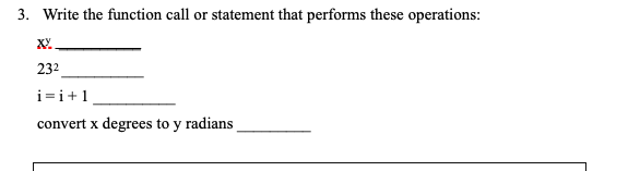 Solved 3. Write the function call or statement that performs | Chegg.com