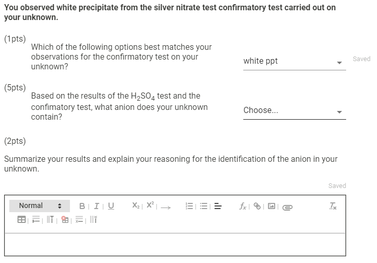 Solved (13pts) Part F. Unknown Analysis Your given unknown