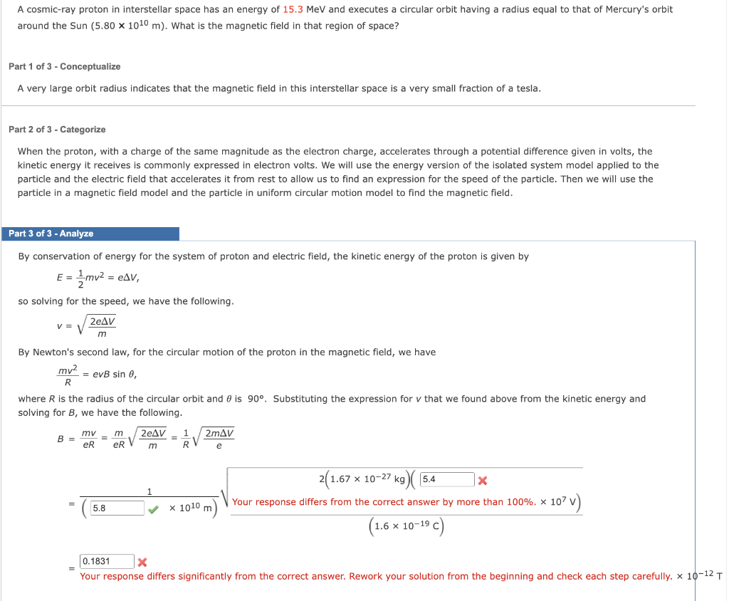 Solved A cosmic-ray proton in interstellar space has an | Chegg.com