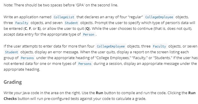 All code is in Java Using Cengage Checking I have | Chegg.com