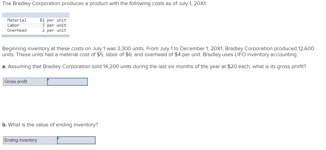 Solved The Bradley Corporation produces a product with the