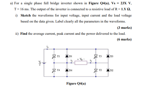 Solved A) For A Single Phase Full Bridge Inverter Shown In | Chegg.com