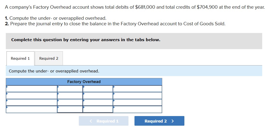 Solved A company's Factory Overhead account shows total | Chegg.com