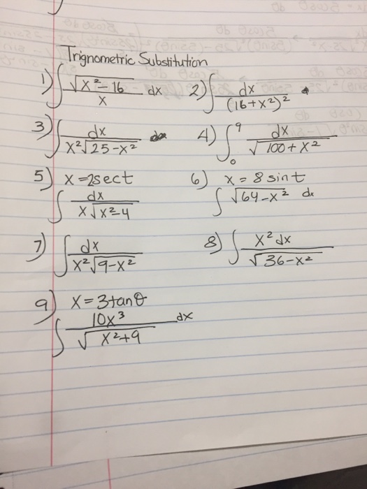 Solved Trignometric Substitution integral squareroot x^2 - | Chegg.com