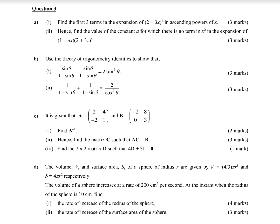 Solved Question 3 a) (i) Find the first 3 terms in the | Chegg.com