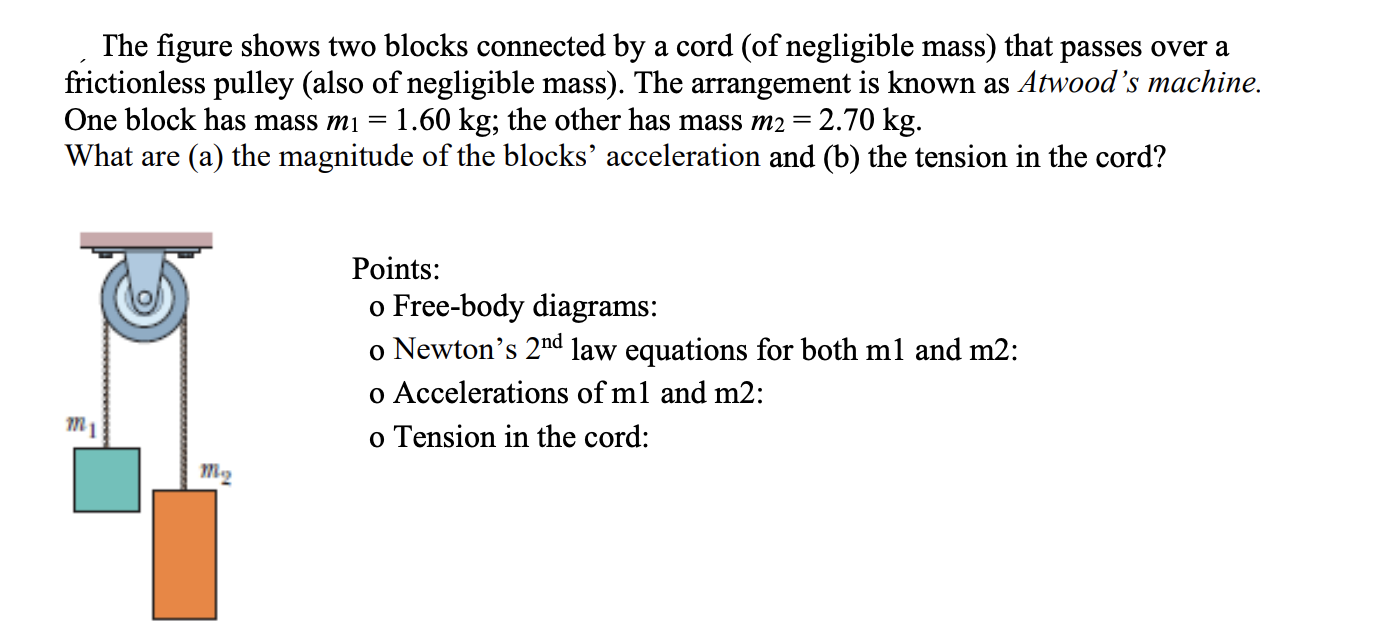 Solved The figure shows two blocks connected by a cord (of | Chegg.com