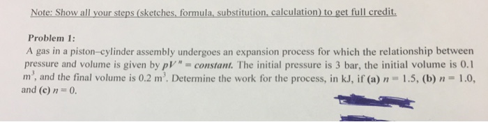 Solved A gas in a piston-cylinder assembly undergoes an | Chegg.com 