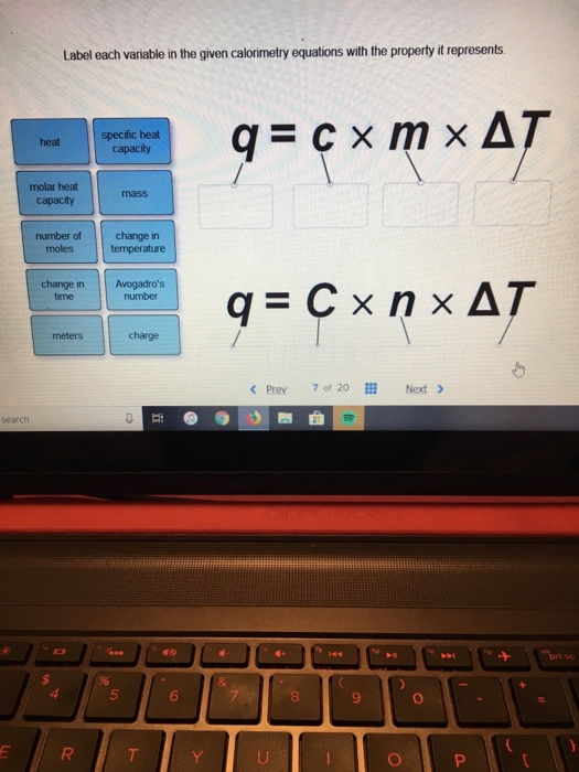 Solved label each variable in the given calorimeter