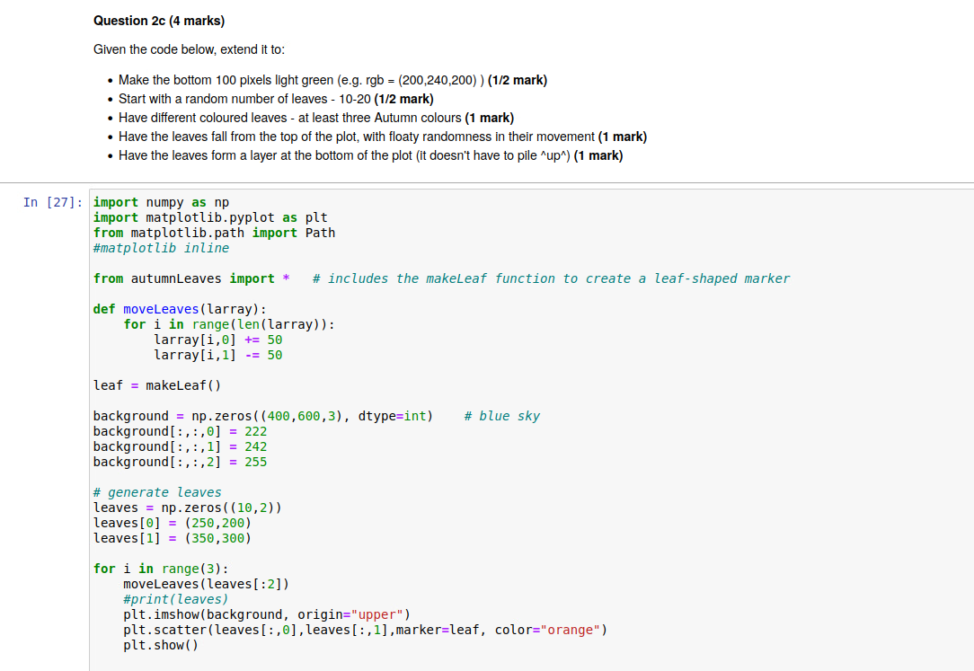 Question 2c (4 marks) Given the code below, extend it | Chegg.com