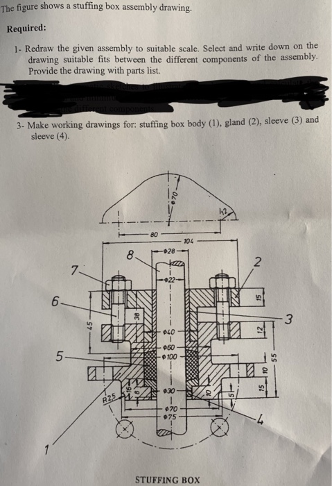 The Figure Shows A Stuffing Box Assembly Drawing. | Chegg.com