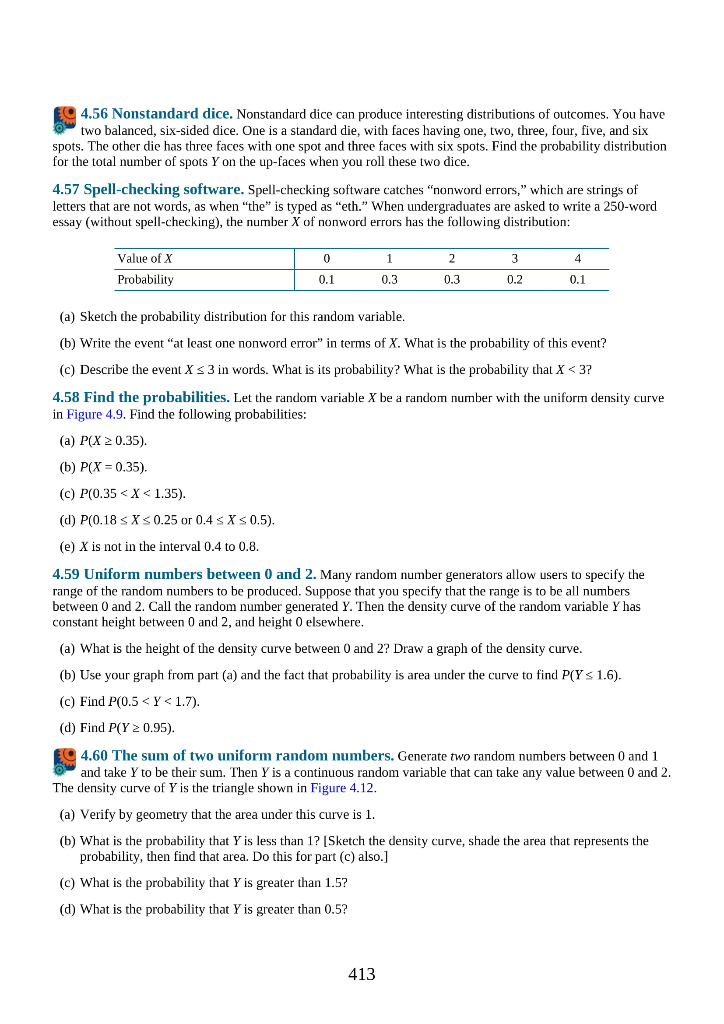 Solved solvequestion4.57, and4.58 4.56 Nonstandard dice. | Chegg.com