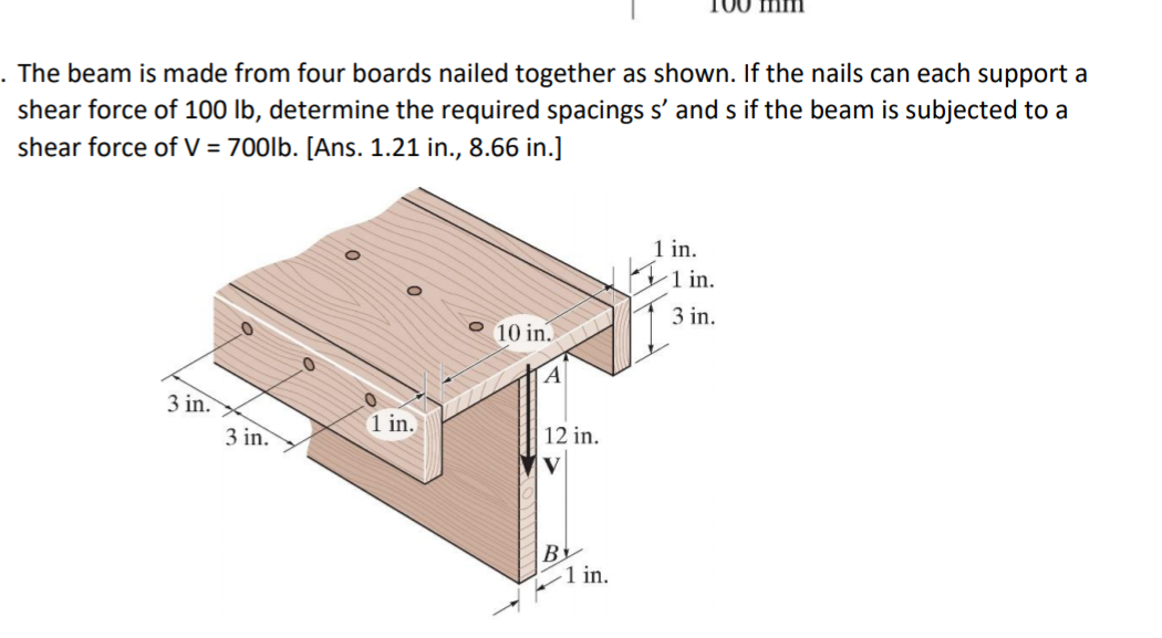 Solved . The Beam Is Made From Four Boards Nailed Together | Chegg.com