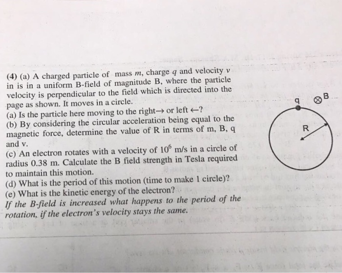 Solved (a) A charged particle of mass m, charge q and | Chegg.com