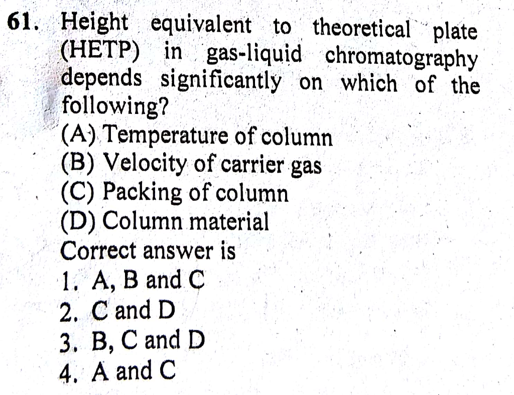 Solved 61. Height equivalent to theoretical plate (HETP) in