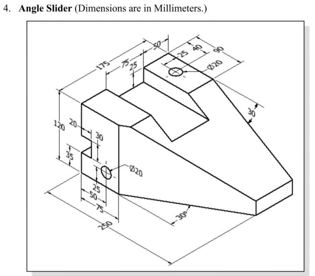 Solved 4. Angle Slider (Dimensions are in Millimeters.) 425 | Chegg.com