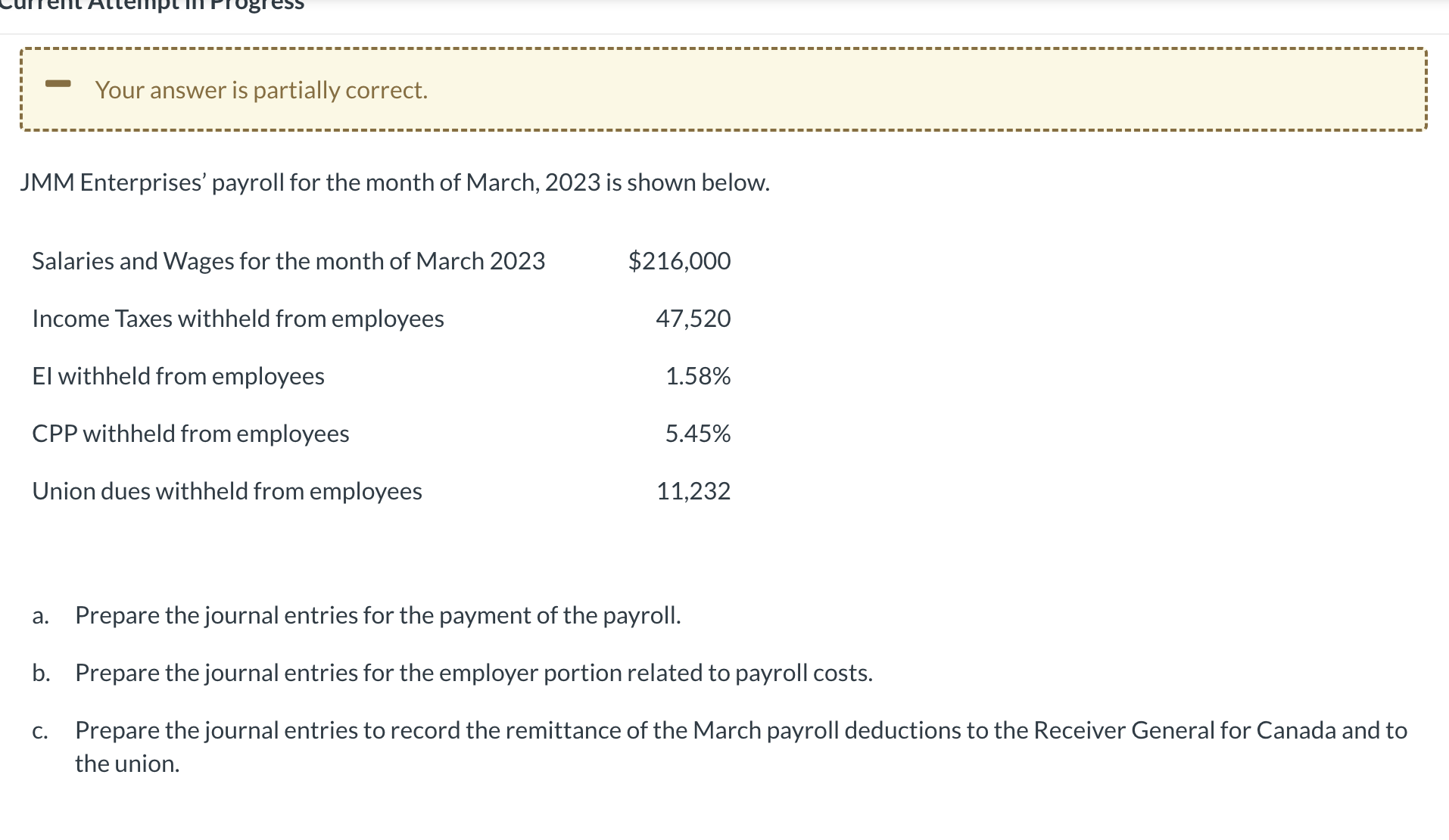 Solved JMM Enterprises' payroll for the month of March, 2023