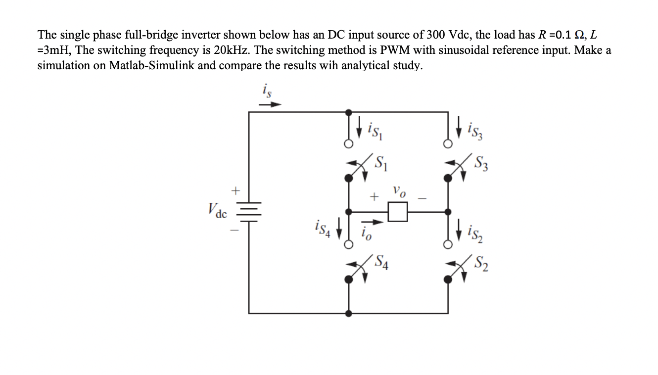 Solved The Single Phase Full-bridge Inverter Shown Below Has | Chegg.com