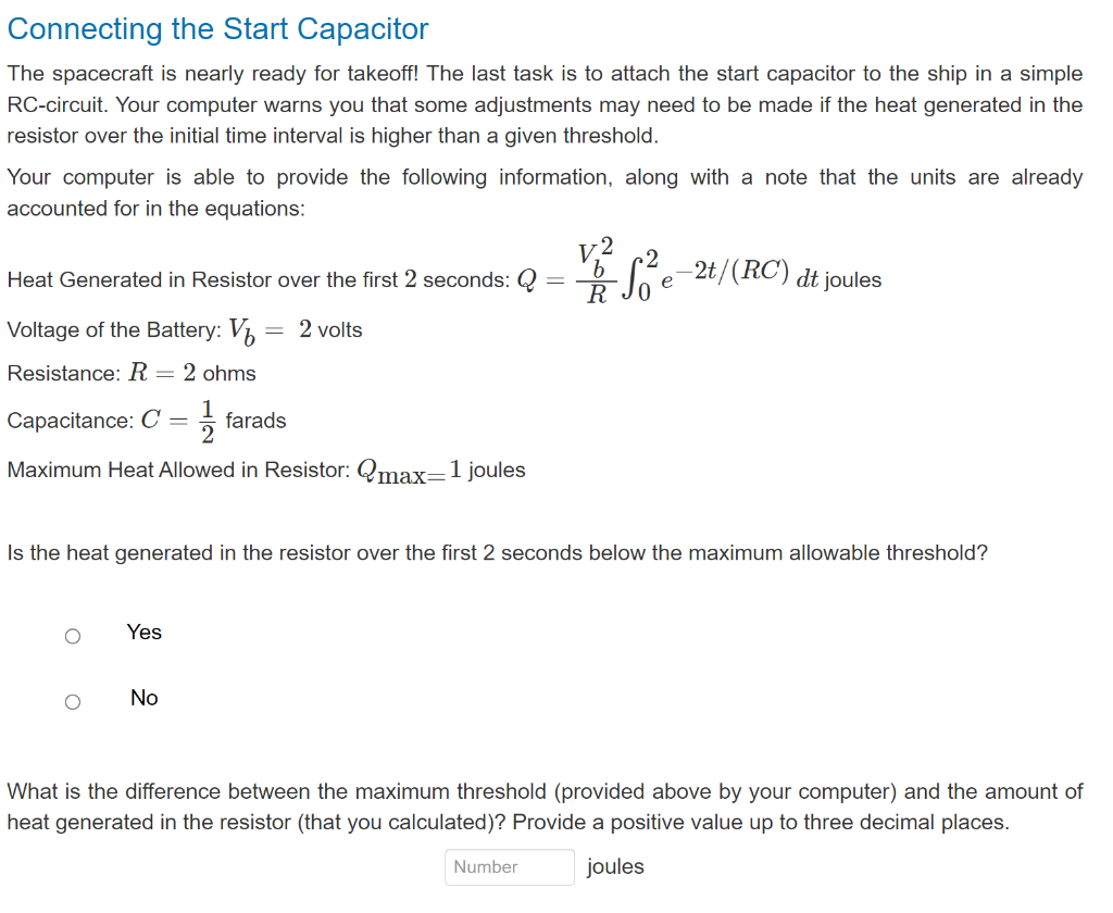 Solved Connecting the Start Capacitor The spacecraft is | Chegg.com