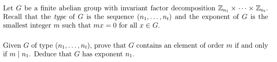 Solved Let G Be A Finite Abelian Group With Invariant Factor