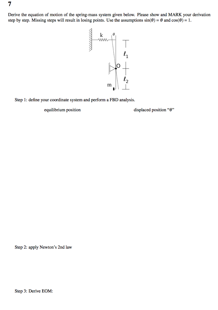Solved Derive The Equation Of Motion Of The Spring-mass | Chegg.com