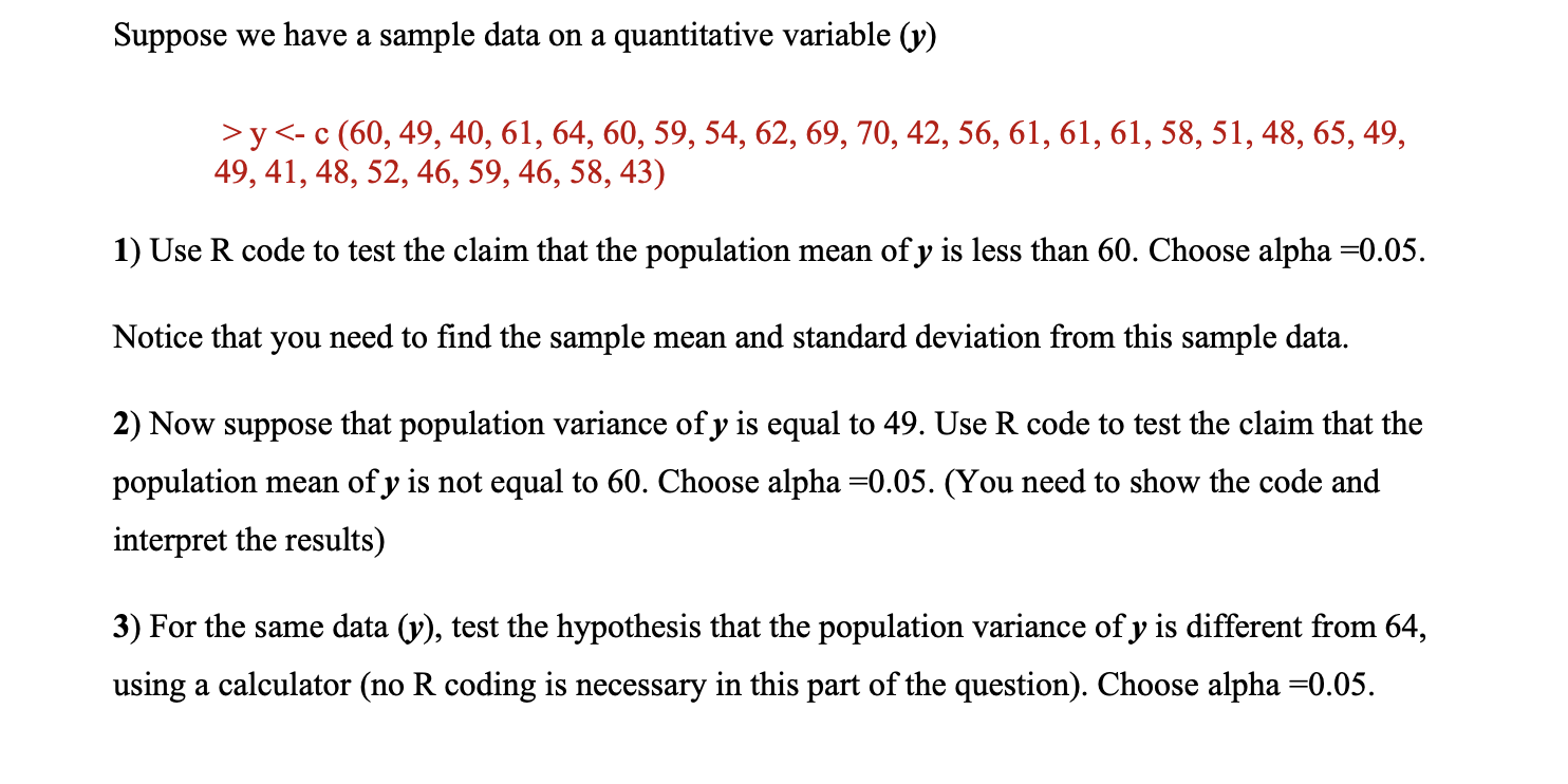 Solved Suppose we have a sample data on a quantitative | Chegg.com